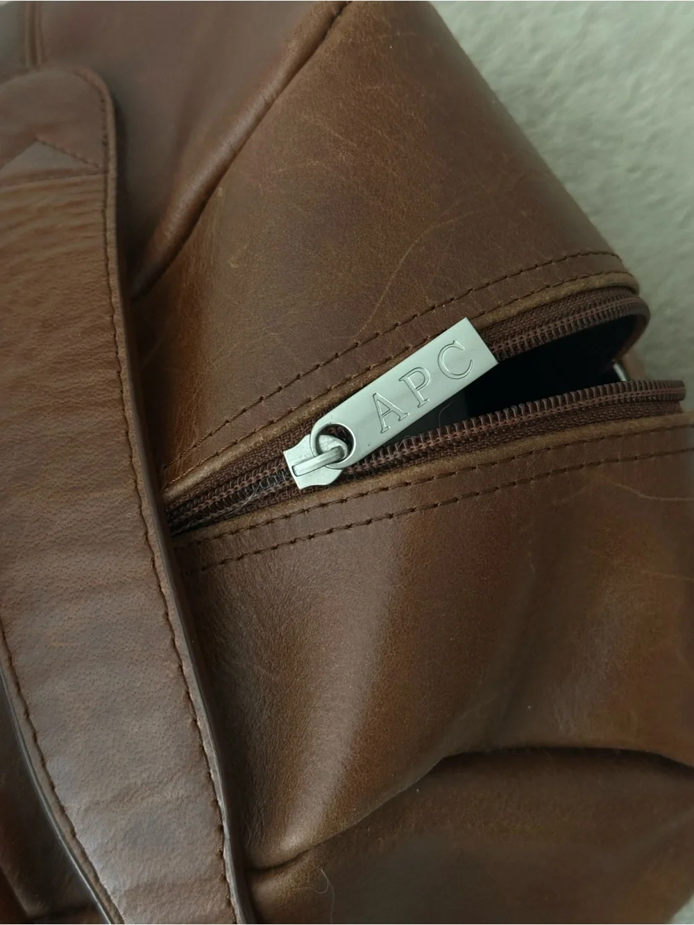 Brown Leather Weekender Duffel Bag